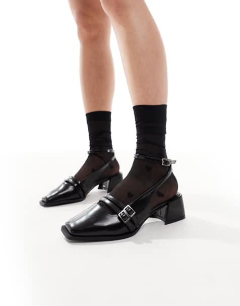 Raid Wide Fit – Stacia – Czarne buty typu Mary Jane na obcasie z paskiem za piętą - view 1