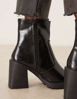 Raid Wide Fit Sugar Block Heeled Ankle Boots In Black