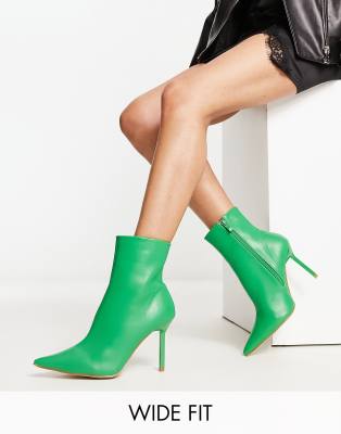 Raid Wide Fit Tamrya Stiletto Ankle Boots In Green