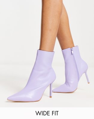 RAID Wide Fit Tamrya stiletto ankle boots in lavendar-Purple