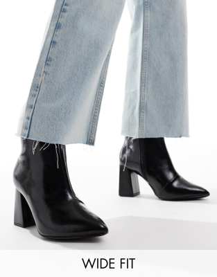 Tetlee block heel ankle boots in black patent