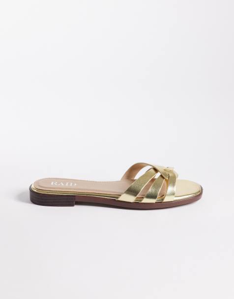 RAID Wide Fit – Toffee – Flache Slider-Sandalen in Gold - view 1