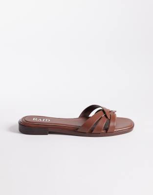 Raid Wide Fit Toffee Flat Slider Sandals In Brown