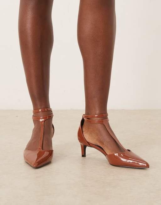RAID Wide Fit Tosha kitten heel shoes in milk chocolate patent ASOS
