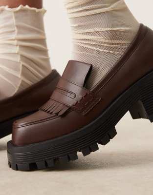 Raid Wide Fit Vamika Chunky Loafers In Brown