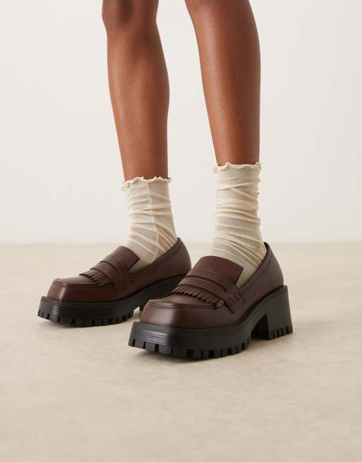 Raid Wide Fit – Vamika – Loafer in Braun mit dicker Sohle, weite Passform, 4 von 4