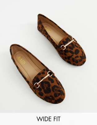leopard print flat shoes wide fit