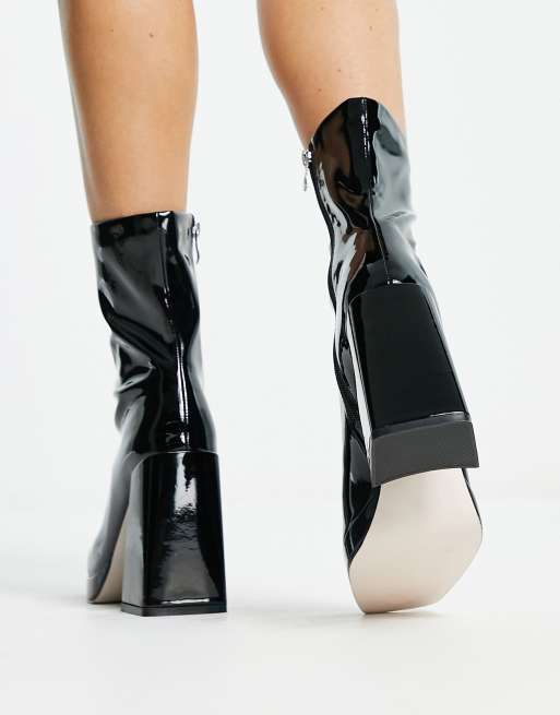 black painted ankle boots