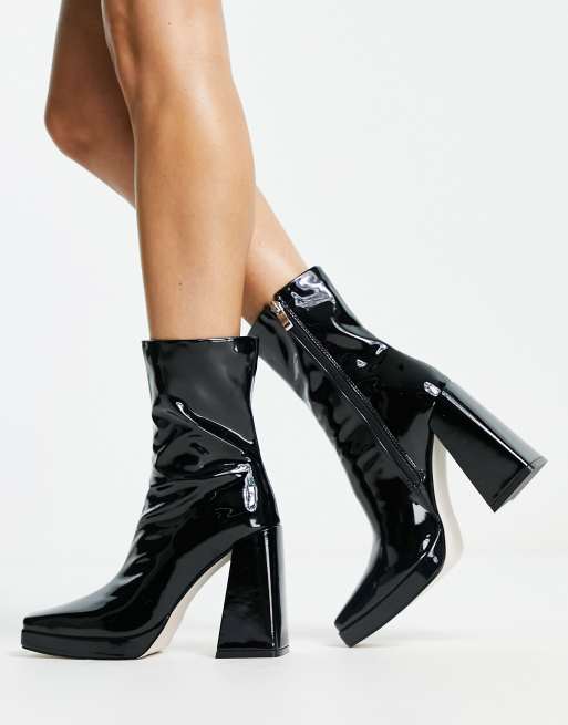 Vinyl on sale heeled boots