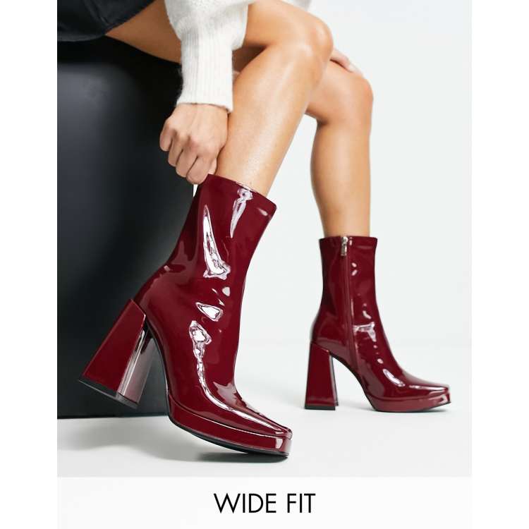 Dark red hot sale patent boots