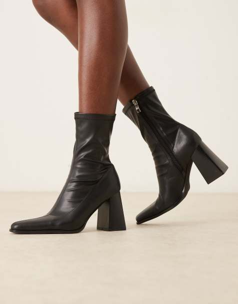 RAID Wide Fit – Whisper – Svarta ankelboots med blockklackar och spetsig tå - view 1