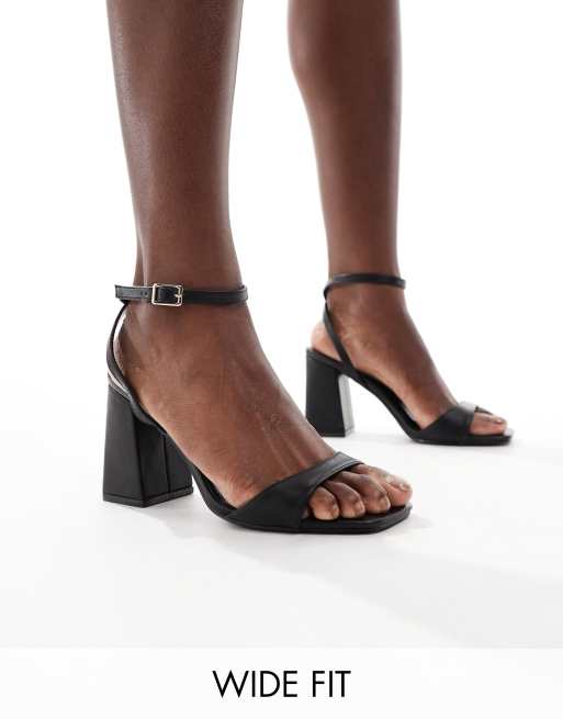 RAID Wide Fit Wink 2 block heeled sandals in black ASOS