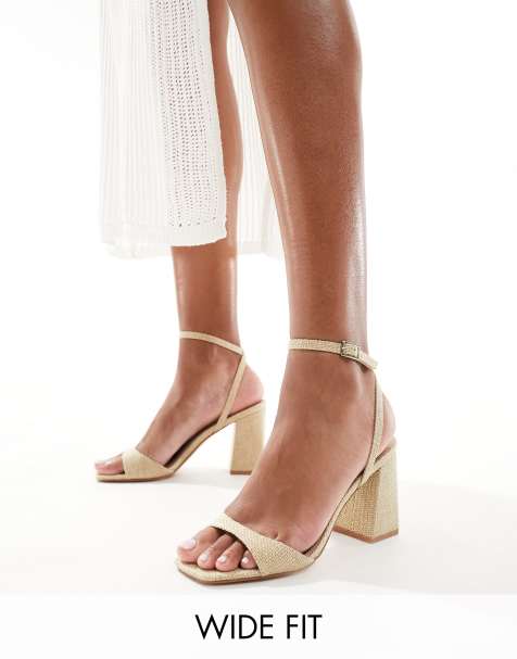 RAID Wide Fit Wink 2 block heeled sandals in natural jute - view 1