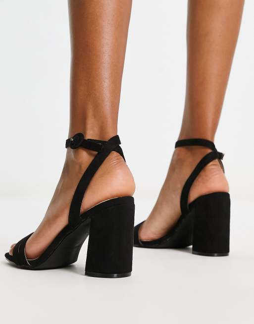 Black block heels discount with ankle strap