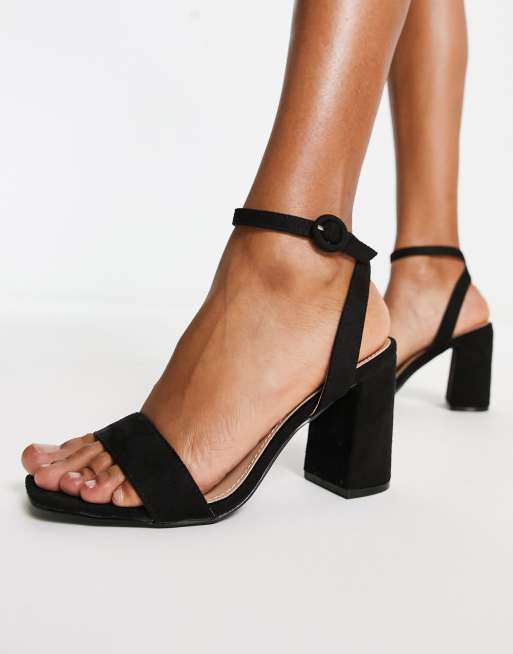 RAID Wide Fit Wink block heel sandals in black