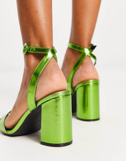 Lime green clearance block heel sandals