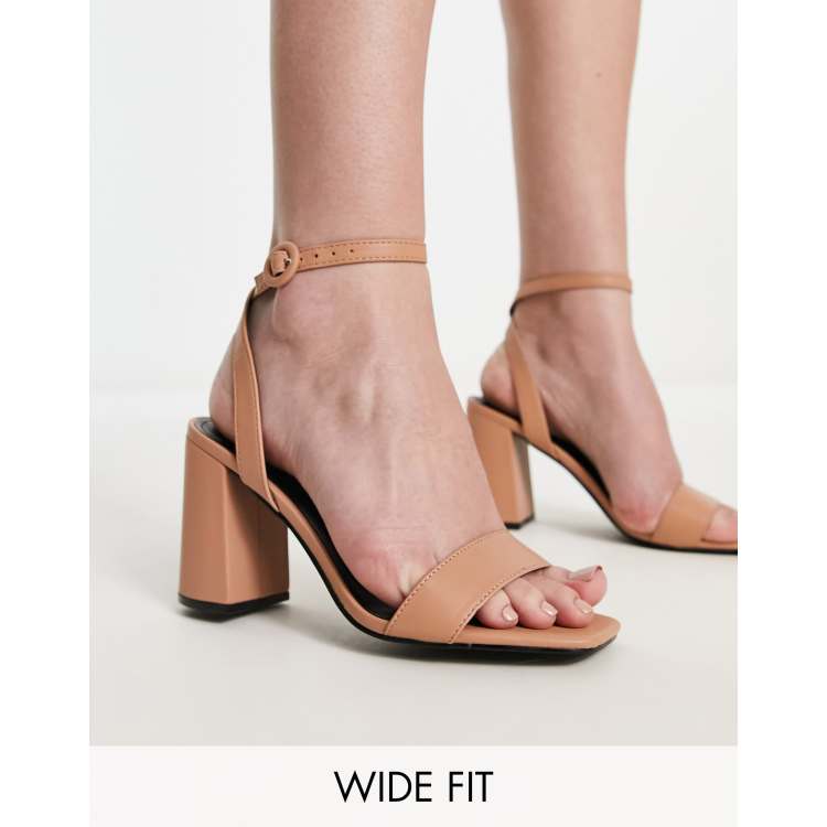 Wide fit tan heeled sandals sale