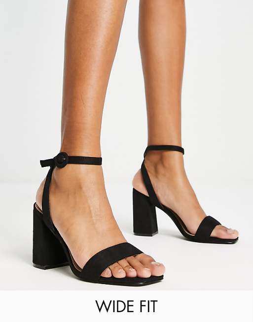 RAID Wide Fit Wink block heeled sandals in black | ASOS