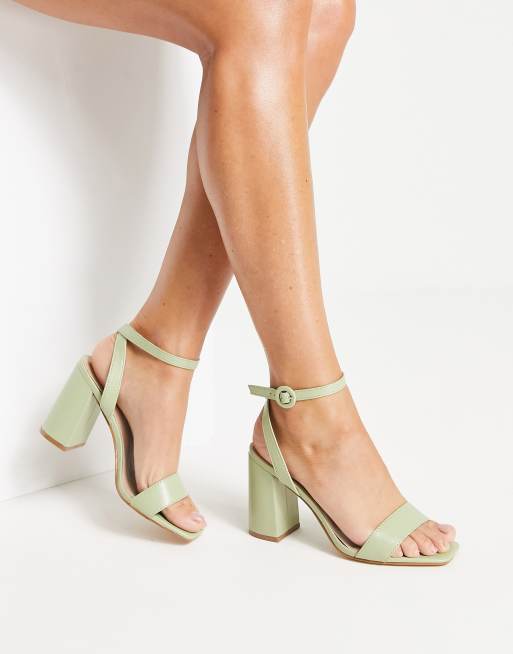 RAID Wide Fit Wink block heeled sandals in pale green