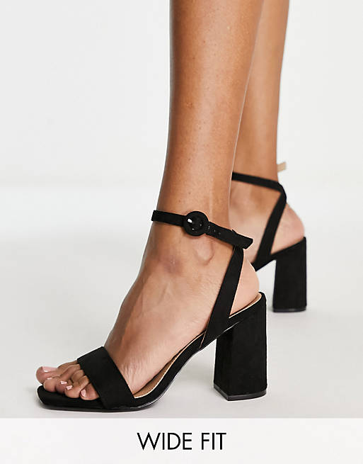 RAID Wide Fit Wink square toe heeled sandals in black | ASOS