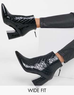 wide fit heeled ankle boots