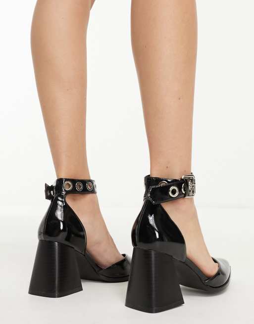 RAID Wide Fit Zylee heeled shoe with hardware in black | ASOS