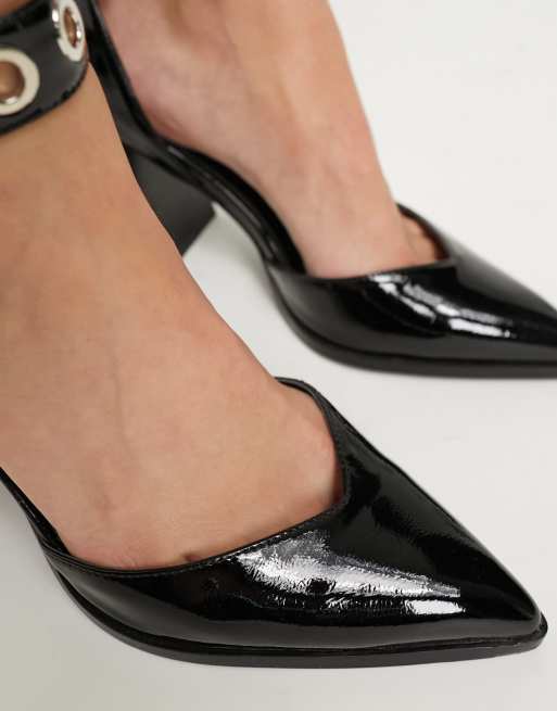 RAID Wide Fit Zylee heeled shoes with hardware in black, 4 of 4