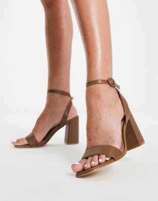 Raid Wink Block Heel Sandals In Chocolate Brown