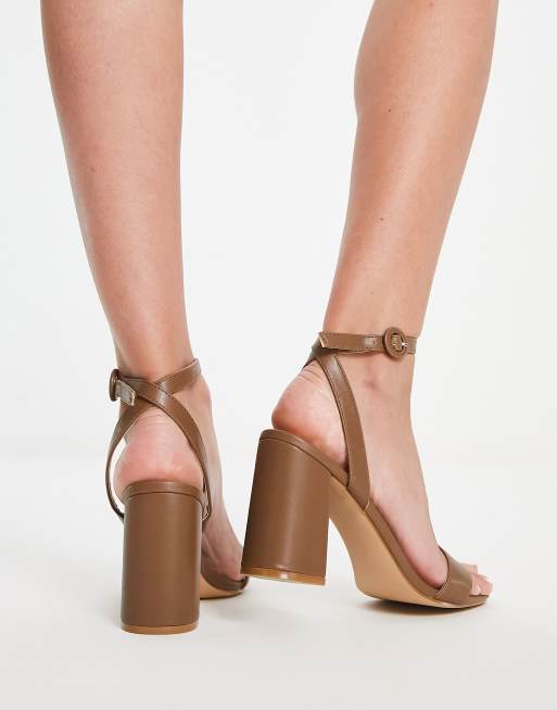 Raid Wink block heel sandals in chocolate brown