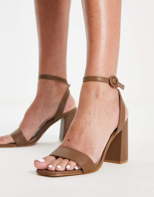 Raid Wink block heeled sandals in chocolate brown, 4 of 4