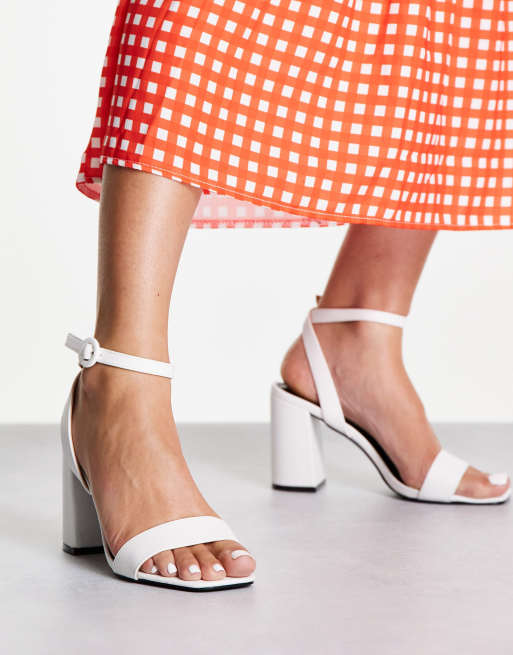 RAID Wink block heeled sandals in white