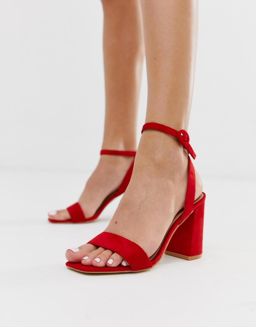 RAID Wink bright red square toe block heeled sandals
