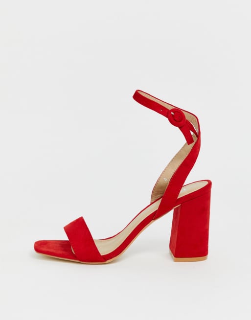 Bright red block on sale heels