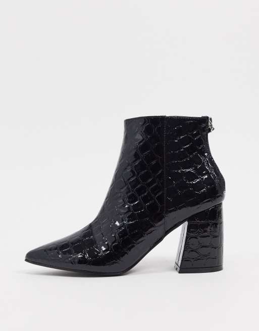 RAID Wynter heeled ankle boots in black croc | ASOS