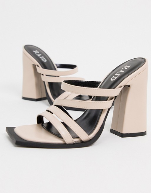 RAID Zayla mules with square toes in off white