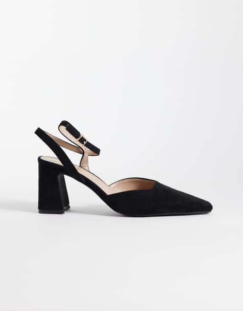 RAID Zaylee faux suede block heeled shoes with pointed toe in black - view 1