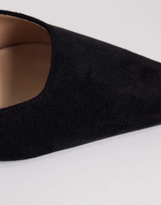RAID Zaylee faux suede block heeled shoes with pointed toe in black, 3 of 4