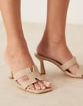 [Raid] RAID Zelda kitten heeled mule sandals in natural raffia-Neutral 37 Natural raffia