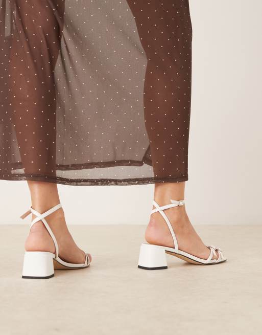 RAID Zinia low block heeled sandals with buckle detail in white, 2 of 4