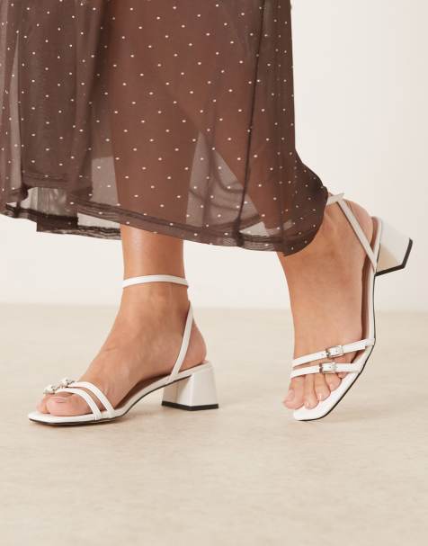 RAID Zinia low block heeled sandals with buckle details in white - view 1