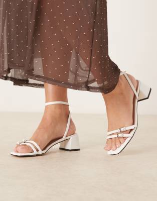 RAID - Zinia - Sandales à petit talon carré et détails boucles - Blanc