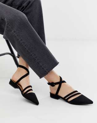 RAID Adorn black strappy flat shoes Black