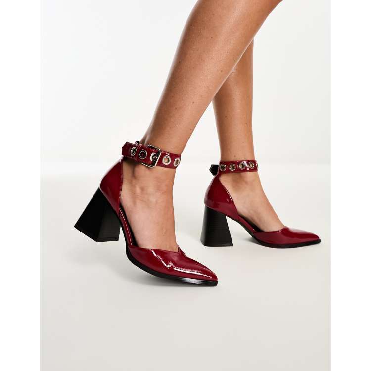 Burgundy shoes shop block heel