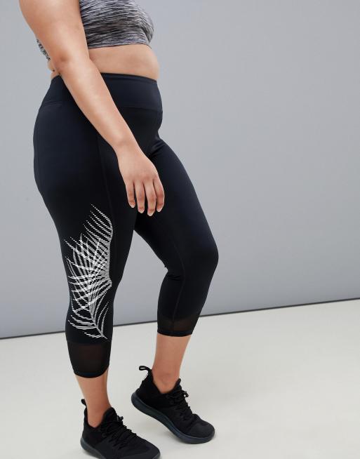 SHEIN Colorblock Slogan Graphic Striped Hem Leggings