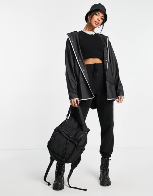 Black reflective cheap rain jacket