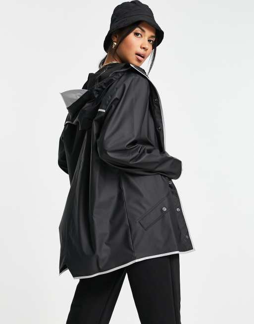 Rains 1201 relaxed rain jacket in black reflective