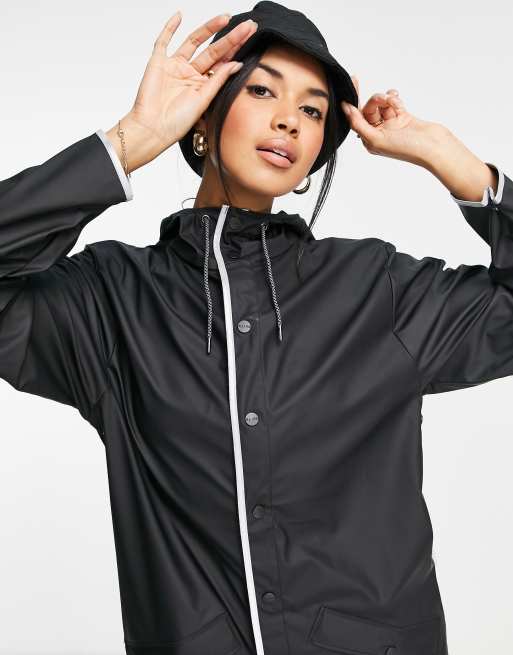 Rains 1201 relaxed rain jacket in black reflective