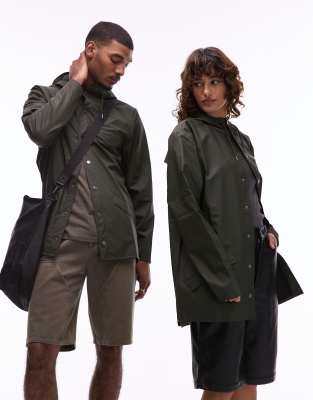 Rains 12010 Unisex Waterproof Short Jacket In Green