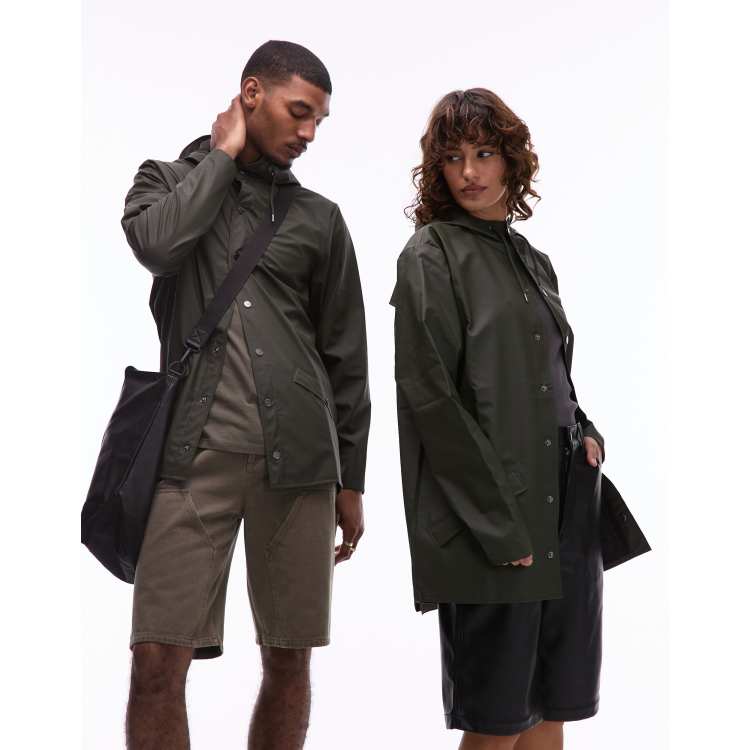 Rains long jacket store green