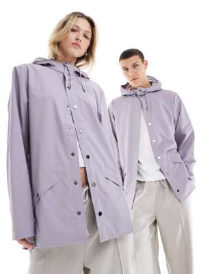 Rains - 12010 - Wasserdichte, kurze Unisex-Jacke in Kieselgrau-Flieder